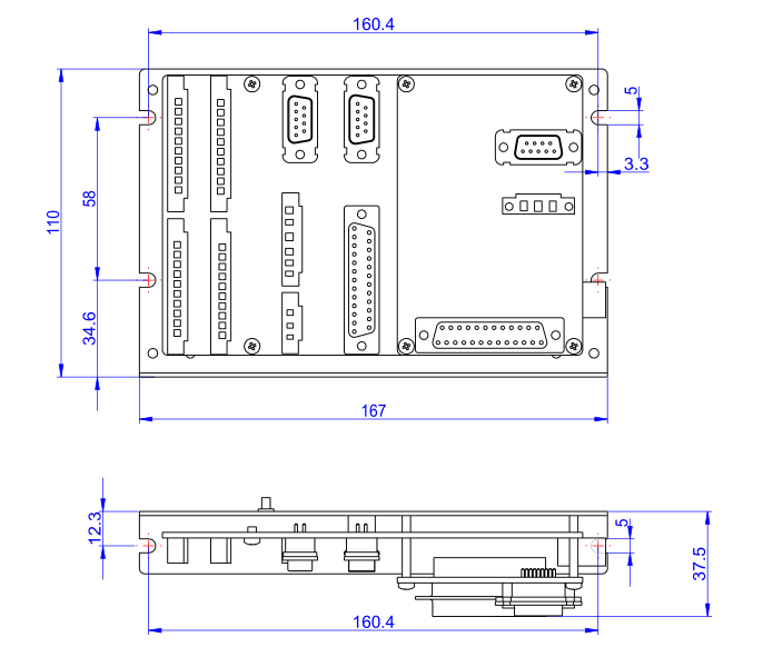 PDU1000-V3K2激光振鏡焊接卡安裝尺寸圖